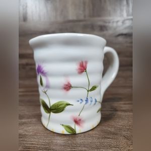 Nantucket Floral Wavy Flowy Whimsical Delicate Painting White Coffee Tea Mug
